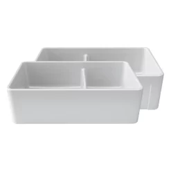 LaToscana Double-Bowl Reversible Fireclay Sink, White, 33"