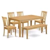 East West Furniture Capri 6-piece Traditional Wood Dining Set With Bench In Oak