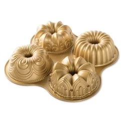 Nordic Ware Gold Cast Aluminum 9 Cup Bundt Quartet Pan