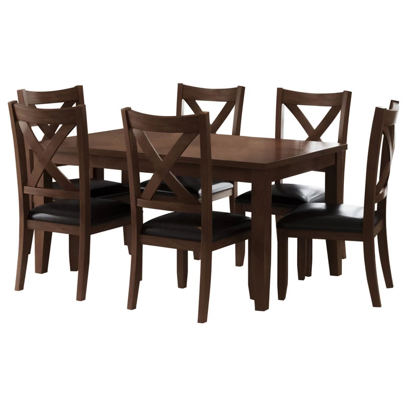 Edgewater 7 Piece Dining Set, Brown