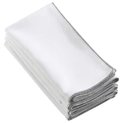 Luana Collection Shimmering Border Design Dinner Napkins, Set Of 4, 20" Square