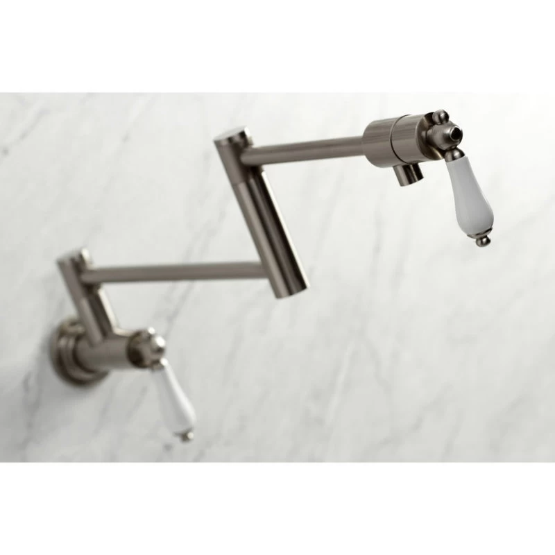 Kingston Brass KS4108PL Metropolitan Wall Mount Pot Filler, Brushed Nickel - Image 2