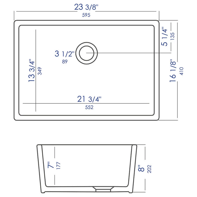 ALFI Brand AB503-W Fireclay 23'' Single Farmhouse Kitchen Sink In White - Image 3