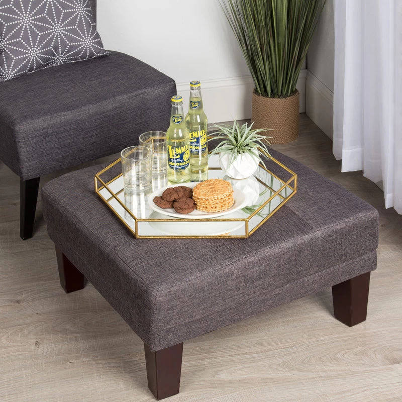 Felicia Gold Metal Mirrored Decorative Tray, Gold, 20x20 - Image 4