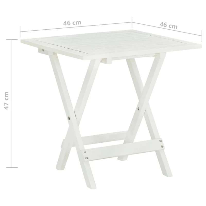 VidaXL Acacia Wood Outdoor Coffee Table White Folding Garden Patio Furniture - Image 8