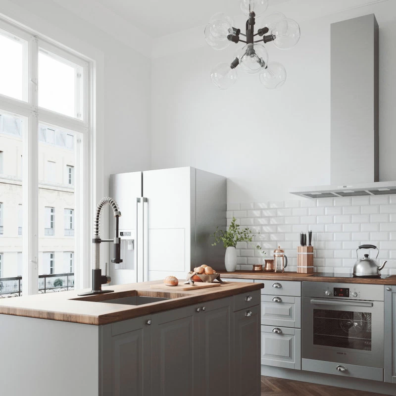 VIGO Edison Pull-Down Kitchen Faucet With Deck Plate, Stainless Steel/Matte Blac - Image 3