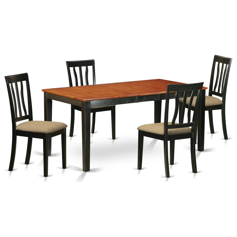 Nian5-Bch-C, 5-Piece Kitchen Table Set, Dining Table And 4 Wooden Kitchen Chairs