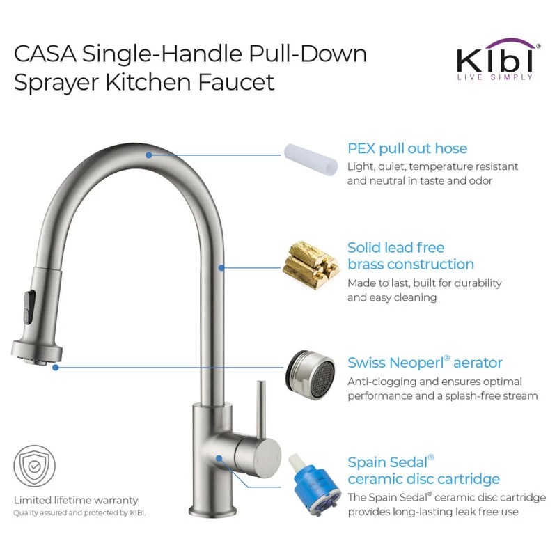 Casa Single Handle Pull Down Faucet, Brush Nickel, W/O Soap Dispenser - Image 8
