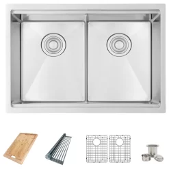 28 Inches Undermount Double Bowl Stianless Steel Workstation Kitchen Sink