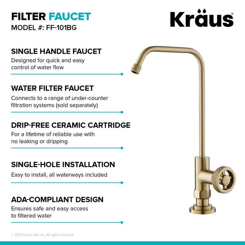 Urbix Drinking Water Dispenser Beverage Kitchen Faucet, Brushed Gold - Image 6