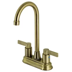 Kingston Brass KB8493NDL NuvoFusion 4" Centerset Bar Faucet, Antique Brass