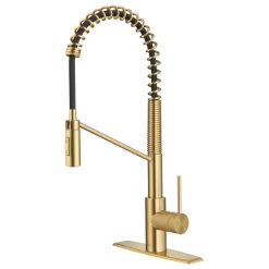 Oletto Commercial 2-Function Pull-Down 1-Handle 1-Hole Kitchen Faucet, Brass