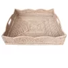 Artifacts Rattan Scallop Square Tray, Cutout Handles, White Wash, 20"x20"x4.5"