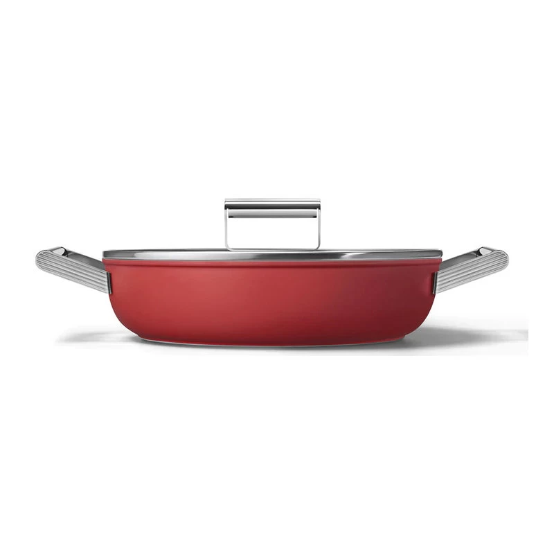 Smeg Cookware Deep Pan With Lid., Red