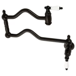 Kingston Brass KS2105PL Heritage Wall Mount Pot Filler, Oil Rubbed Bronze