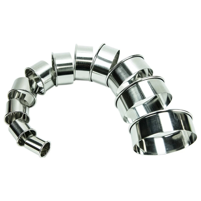 11-Piece Stainless Steel Professional Round Pastry Cookie Dough Cutter Set - Image 3