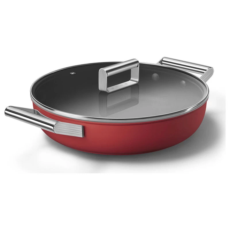 Smeg Cookware Deep Pan With Lid., Red - Image 2