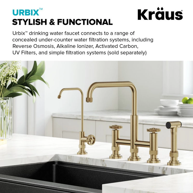 Urbix Drinking Water Dispenser Beverage Kitchen Faucet, Brushed Gold - Image 3