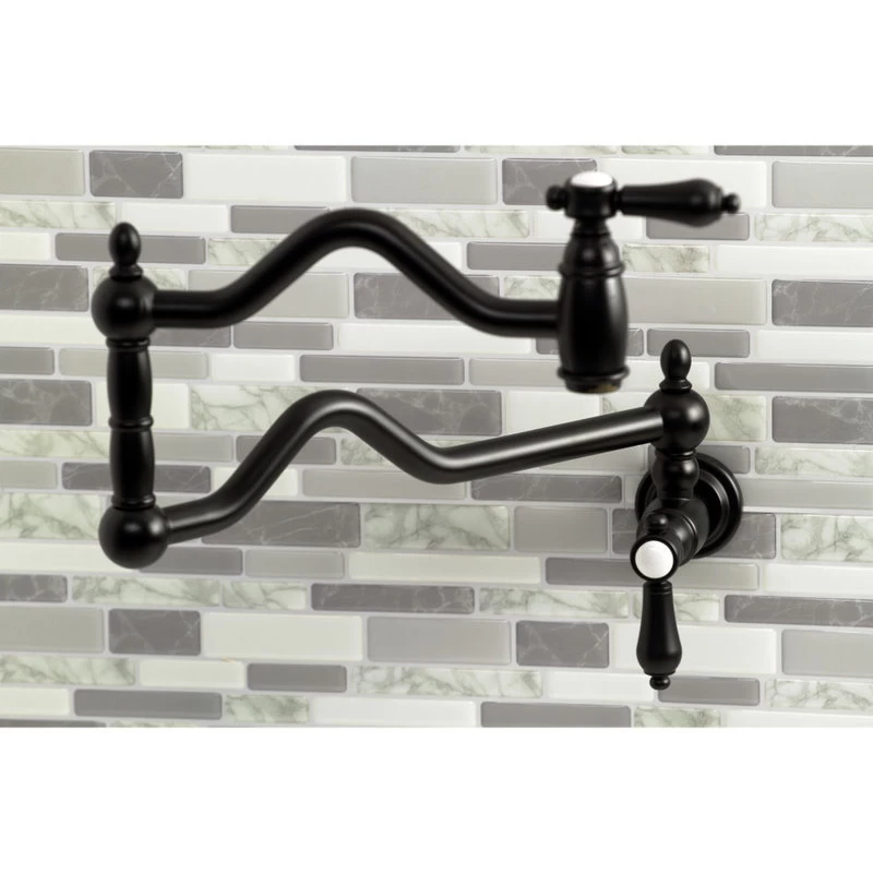 Kingston Brass KS2100BAL Heirloom Wall Mount Pot Filler, Matte Black - Image 4
