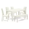 East West Furniture Capri 6-piece Wood Kitchen Table Set In Linen White