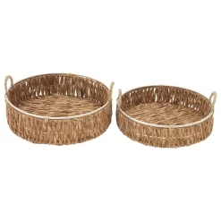 Handwoven Natural Seagrass Basket Trays, Set Of 2