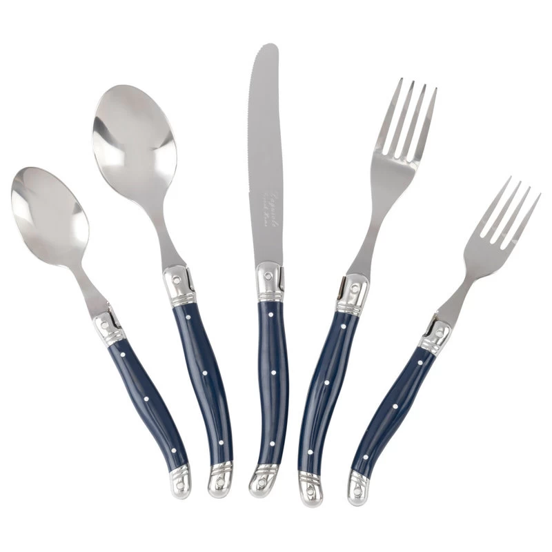French Home Laguiole 20 Piece Stainless Steel Flatware Set, Service For 4, Navy