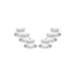 Royalty Porcelain 12pc Silver Miniature Coffee Set, 6 Silver-Plated Cups,Saucers