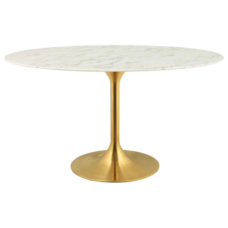 Lippa Oval Dining Table With Gold Base, Marble Top, 54" - Image 2