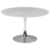 The Luna Dining Table, 48", Chrome, Midcentury, Round