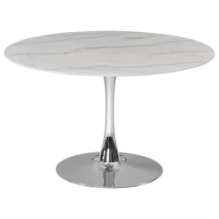 The Luna Dining Table, 48", Chrome, Midcentury, Round