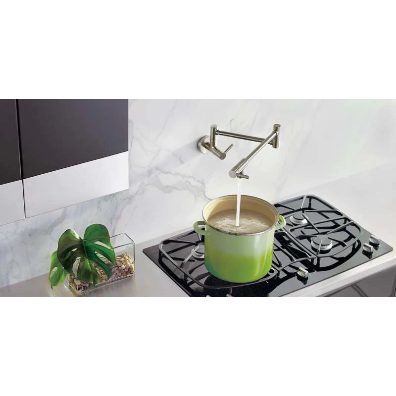 Moen S665 5.5 GPM Wall Mounted Double Handle Pot Filler - Brushed Gold - Image 5