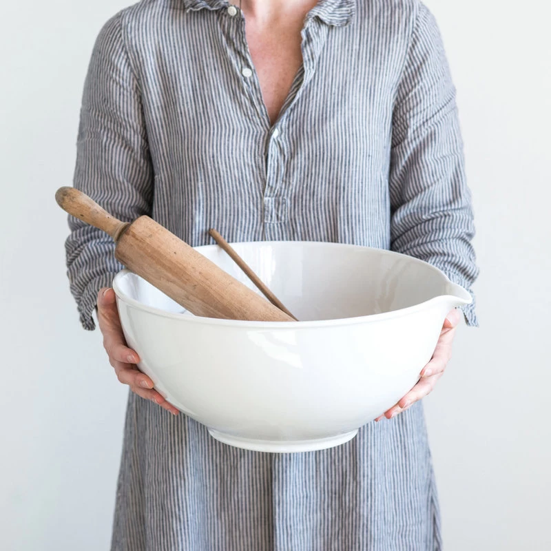 Antique White Vintage Reproduction Stoneware Batter Bowl - Image 3