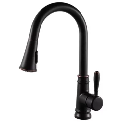Single Handle High Arc Pull Out Kitchen Faucet In Oil Rubbed Bronze Finish