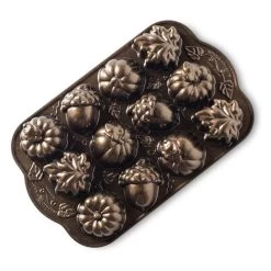Nordic Ware Brown Cast Aluminum 2 Cup Autumn Delights Cakelet Pan