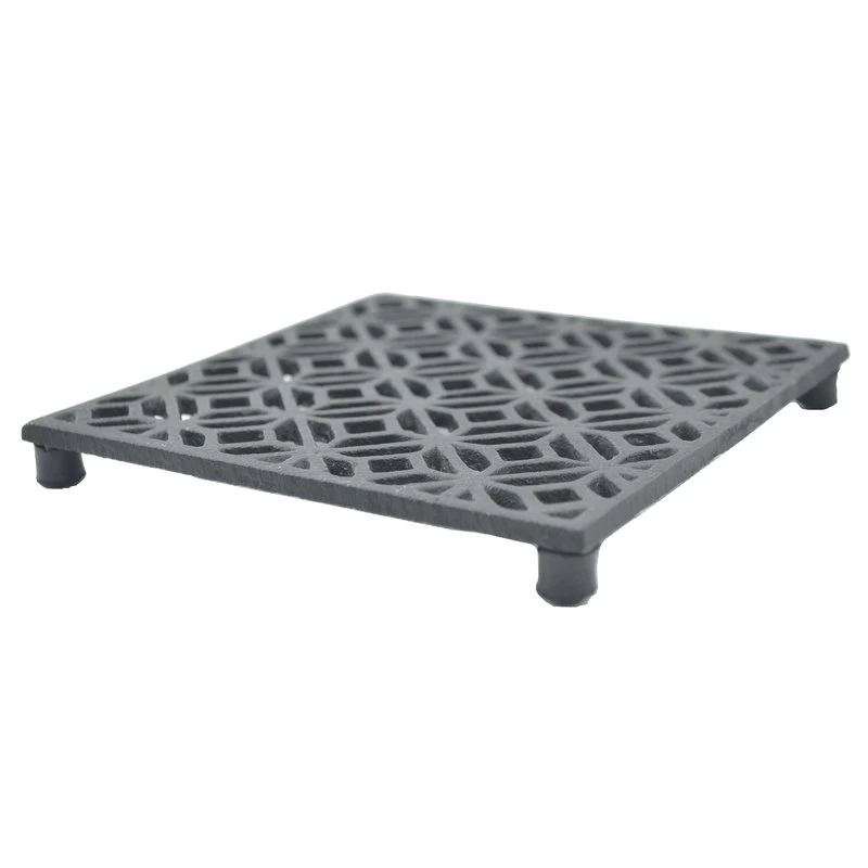 Decorative Square Black Cast Iron Trivet, Ornate Diamond Design, 5.25" - Image 2