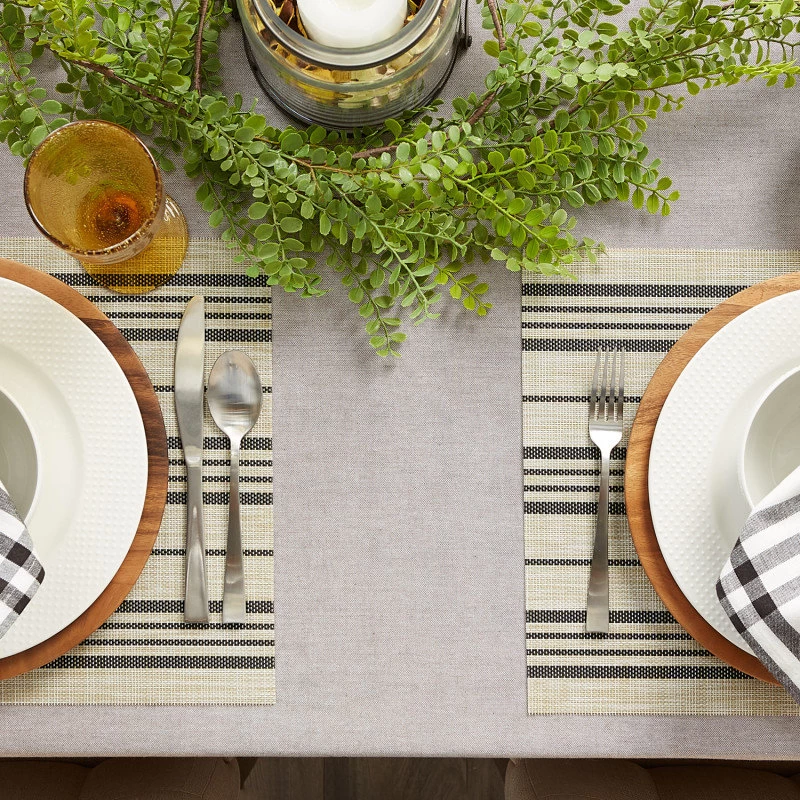 Black Farmhouse Stripe Pvc Woven Placemat Set Of 6 - Image 6