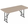 Correll 17-27"H Adjustable Heavy Duty Blow-Molded Folding Table In Mocha Granite