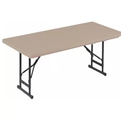 Correll 17-27"H Adjustable Heavy Duty Blow-Molded Folding Table In Mocha Granite