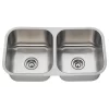 502A Equal Double Bowl Stainless Steel Sink, 16-Gauge, No Additional Accessories