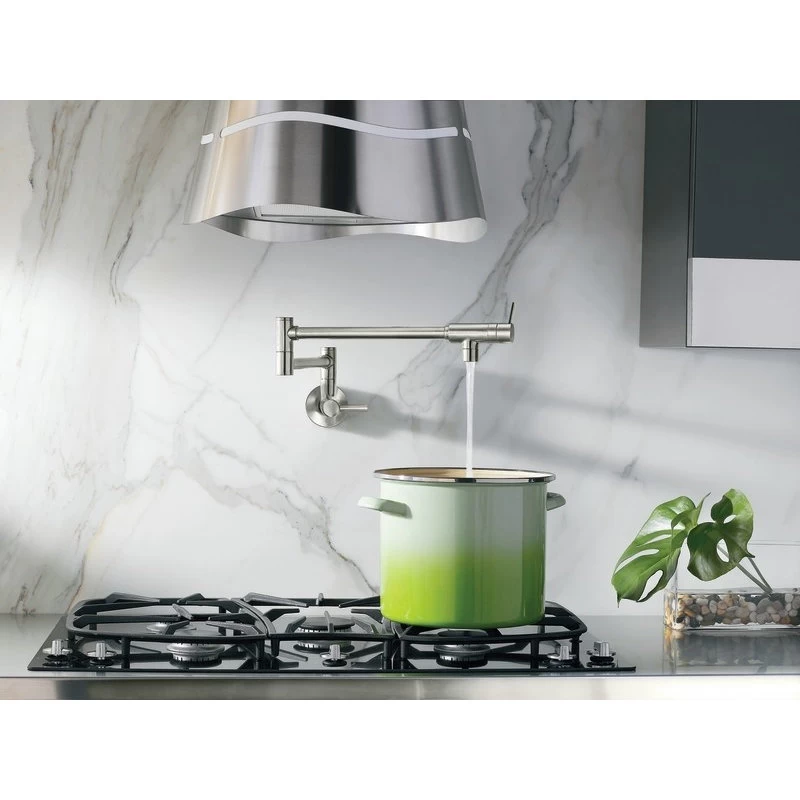 Moen S665 5.5 GPM Wall Mounted Double Handle Pot Filler - Brushed Gold - Image 3