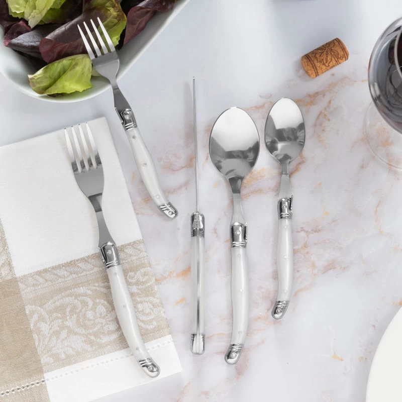 French Home Laguiole 20 Piece Stainless Steel Flatware For 4, Pearl White - Image 3