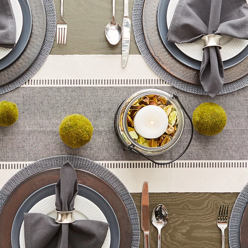 Gray Floral Pp Woven Round Placemat, Set Of 6 - Image 2