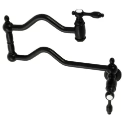 Kingston Brass KS2100TAL Tudor Wall Mount Pot Filler, Matte Black