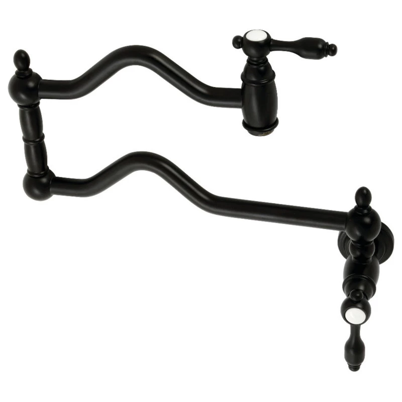 Kingston Brass KS2100TAL Tudor Wall Mount Pot Filler, Matte Black