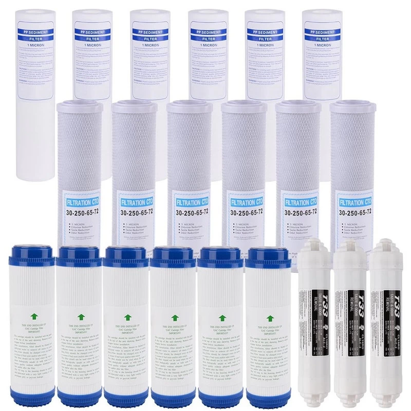 Reverse Osmosis Replacement Filter Set Gac Carbon Block, 21-Piece Set