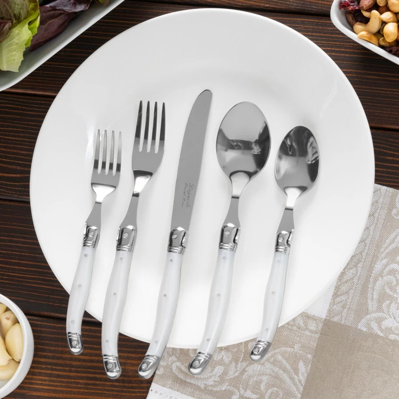 French Home Laguiole 20 Piece Stainless Steel Flatware For 4, Pearl White - Image 5