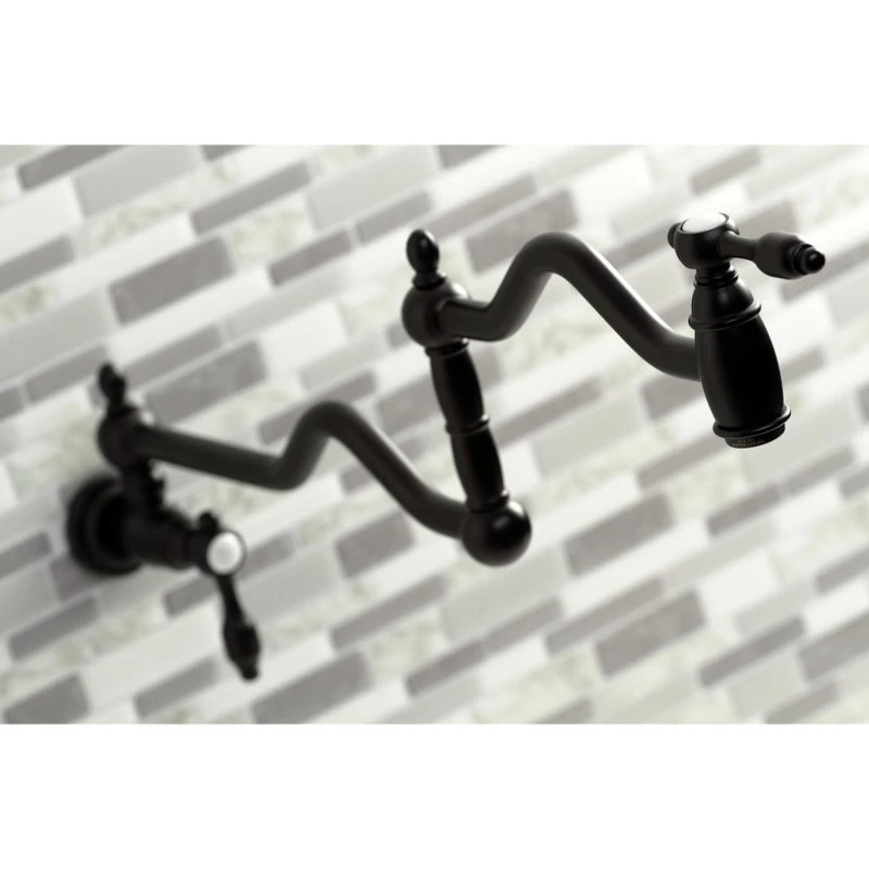 Kingston Brass KS2100TAL Tudor Wall Mount Pot Filler, Matte Black - Image 2