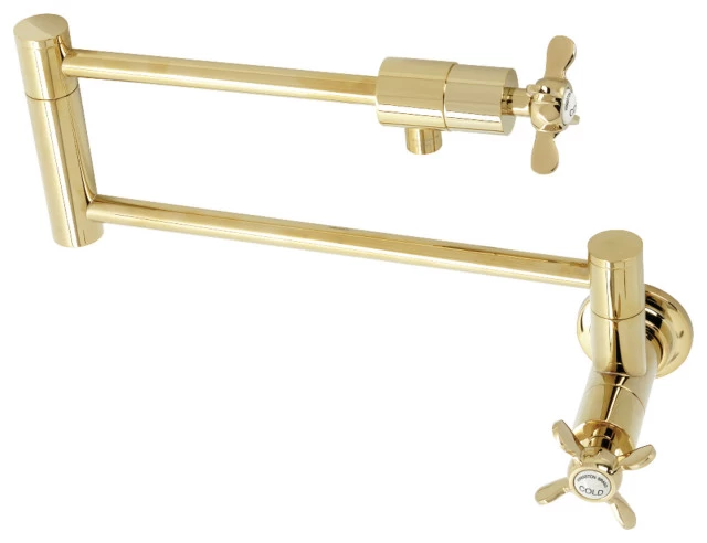Kingston Brass KS4102BEX Essex Wall Mount Pot Filler, Polished Brass