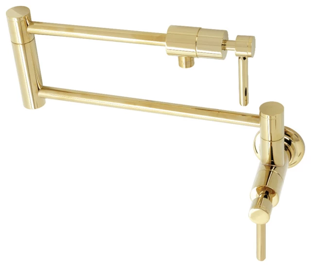 Kingston Brass KS4102DL Concord Wall Mount Pot Filler, Polished Brass