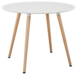 Modern Contemporary Kitchen Wood Circular Dining Table White